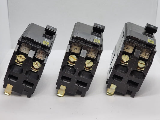3x SQUARE D QOB220 2POLE 20A, 120/240V CIRCUIT BREAKER [2WS2-5]