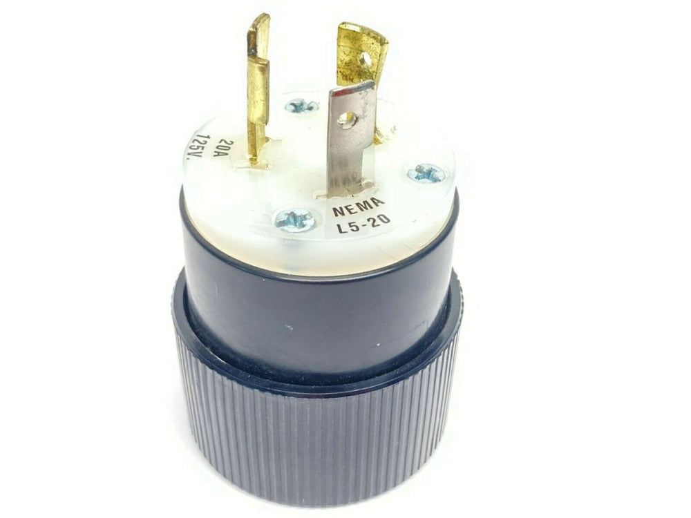 Hubbell 20A 125V Locking Nylon Plug NEMA L5-20 2-Pole 3-Wire Grounding