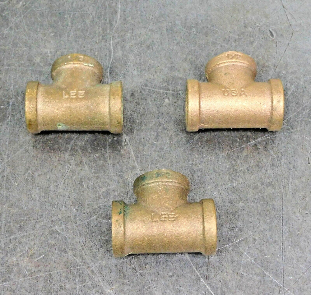 LEE - Brass Pipe Fitting Reducing Tee 1/2 in. NPT Lot of Three (3)