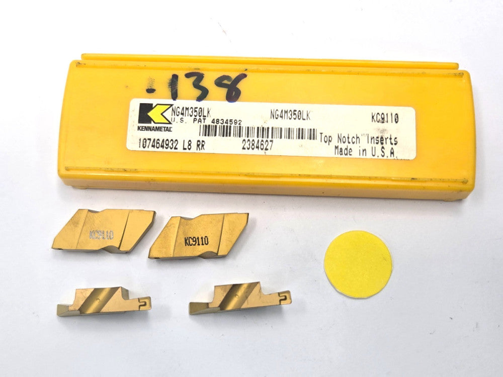 KENNAMETAL*NG4M350LK KC9110-LEFT HANDED *CARBIDE GROOVING INSERT******LOT OF 4