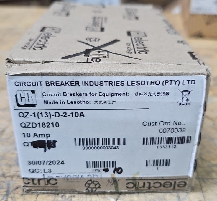 Box of 10 CBI 10A Circuit Breakers QZD18210 1 Pole Units