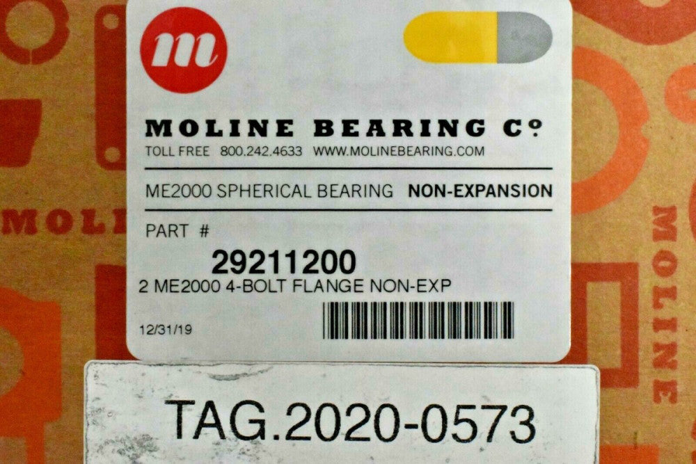 Moline 29211200 Spherical Roller Bearing 2" ME-2000 4-Bolt Flange Non-Expansion