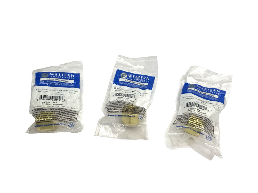 Western Enterprises CO-2 Brass Regulator Nut, CGA-320, LOT OF 3