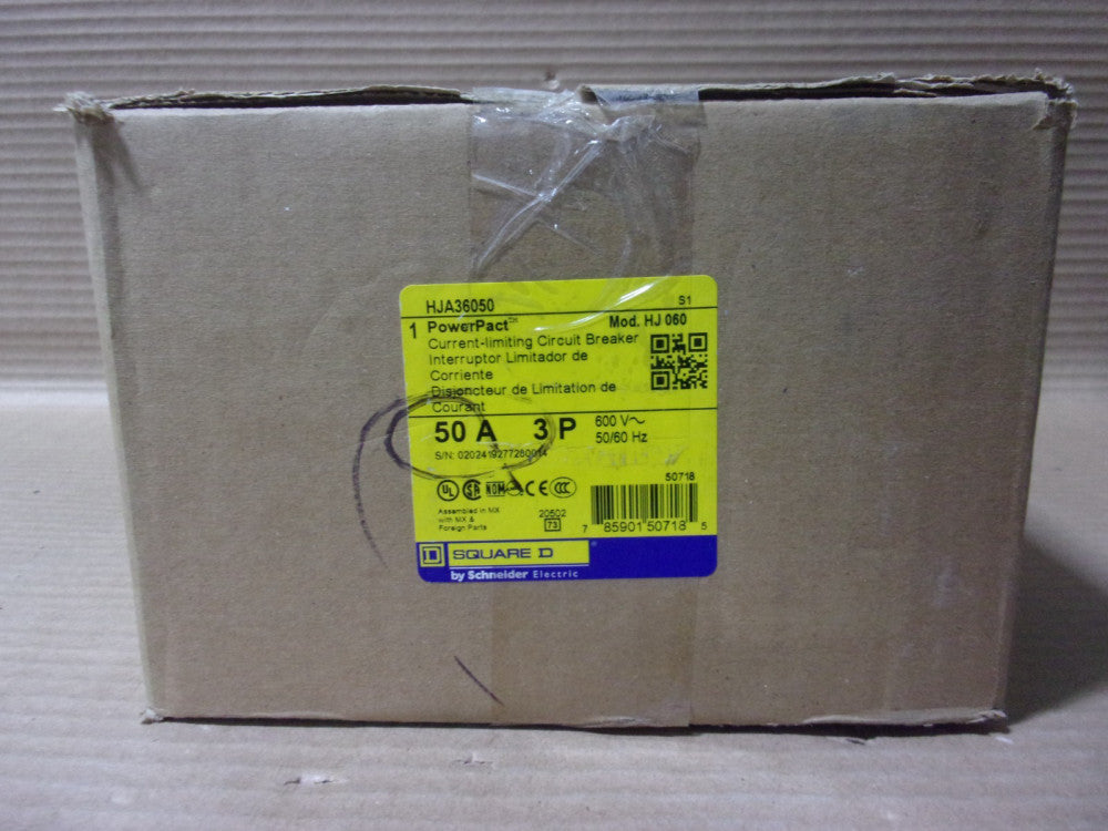 NEW Square D HJA HJA36050 3 Pole 50 Amp 600V Circuit Breaker NOB