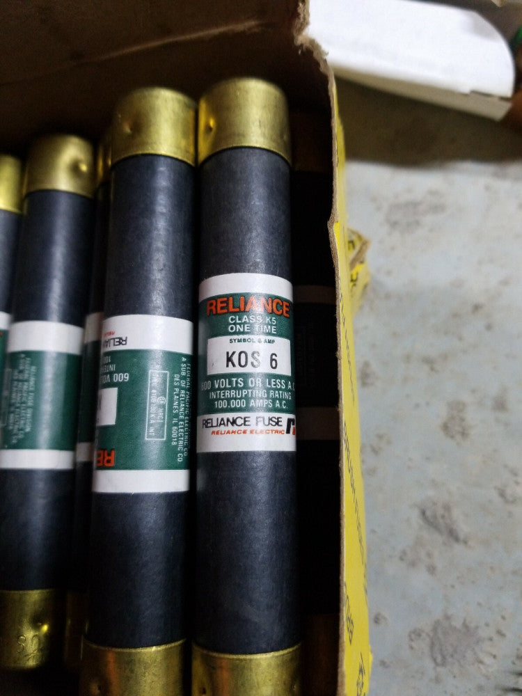 NEW OLD STOCK BRUSH 6A 600V CLASS K5 ONE TIME FUSE KOS 6
