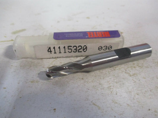 (E202001602) 1/4" x 5/8" x 3/8" x 2-1/2" OAL High Speed Steel 4Fl Ball End Mill