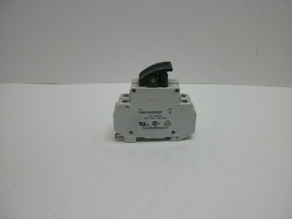 ALLEN BRADLEY 1492-GHD020F SER A CIRCUIT BREAKER 2 AMP 2 POLE 250VAC/65VDC