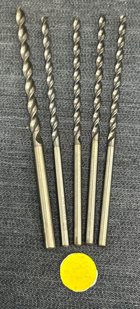 YG-1 RIGHT HAND 2 FLUTE DRILL BIT ASSORTED SIZES  4) 3/16" 1) 1/4"  LOT OF 5