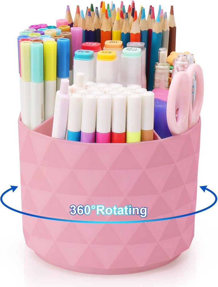 Desk Organizer, 360-Degree Rotating Pencil Pen Holders For Desk, Diamond Pattern