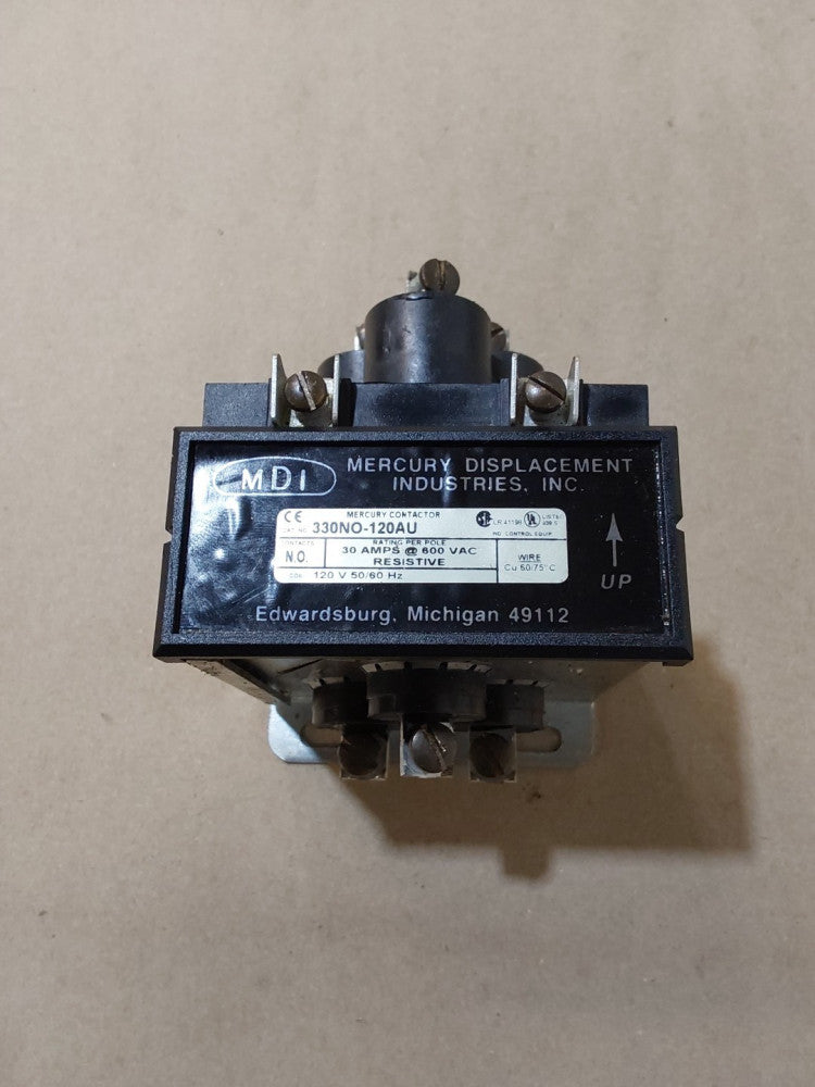  MERCURY CONTACTOR 330N0-120AU 120V COIL 30A AMP 600Vac 