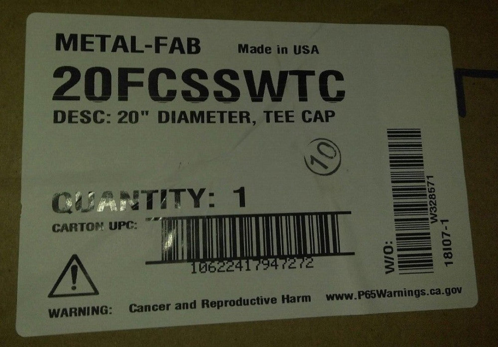 METAL-FAB 20" DIAMETER, TEE CAP
