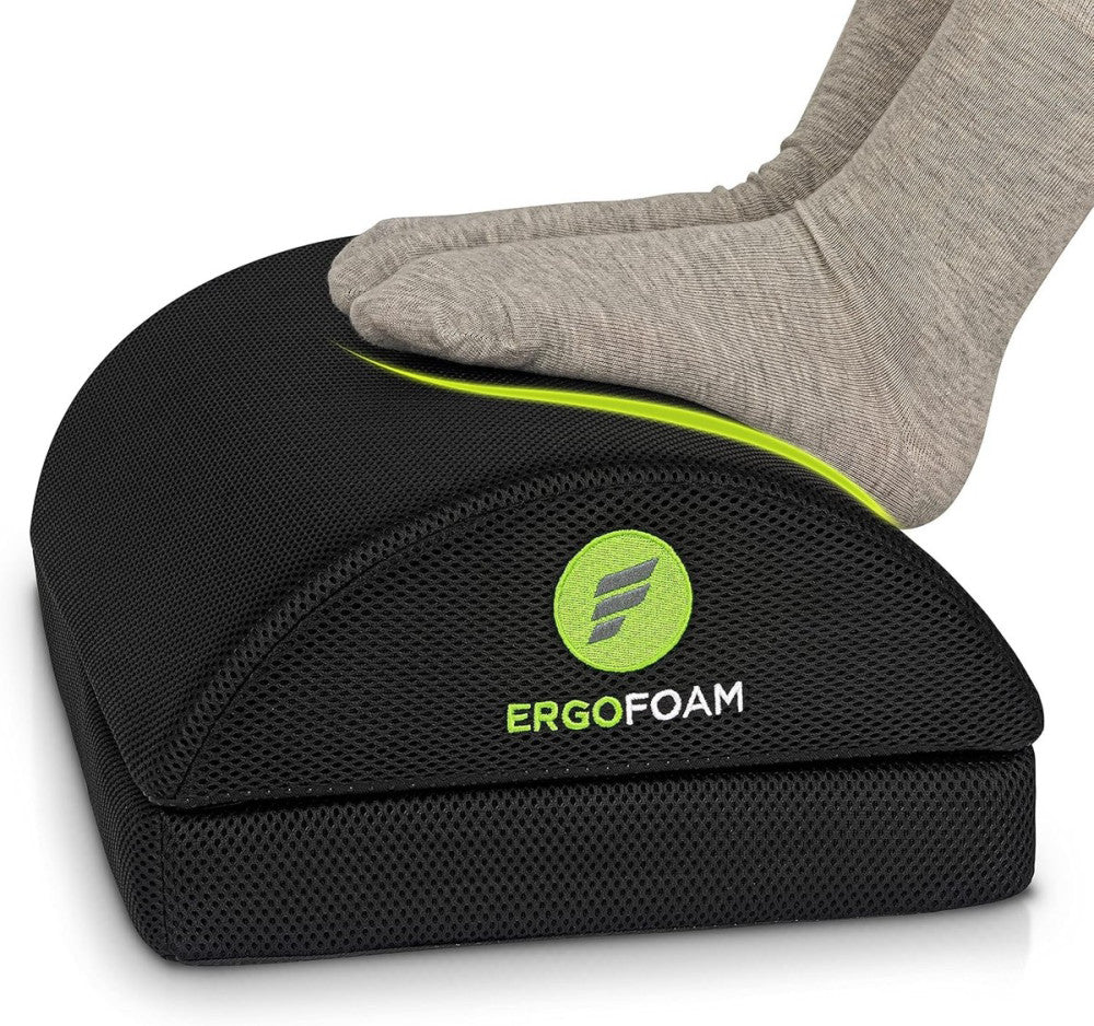 ErgoFoam Foot Rest for Under Desk at 17.3x11.5x5.9 Inch (Pack of 1), Black 