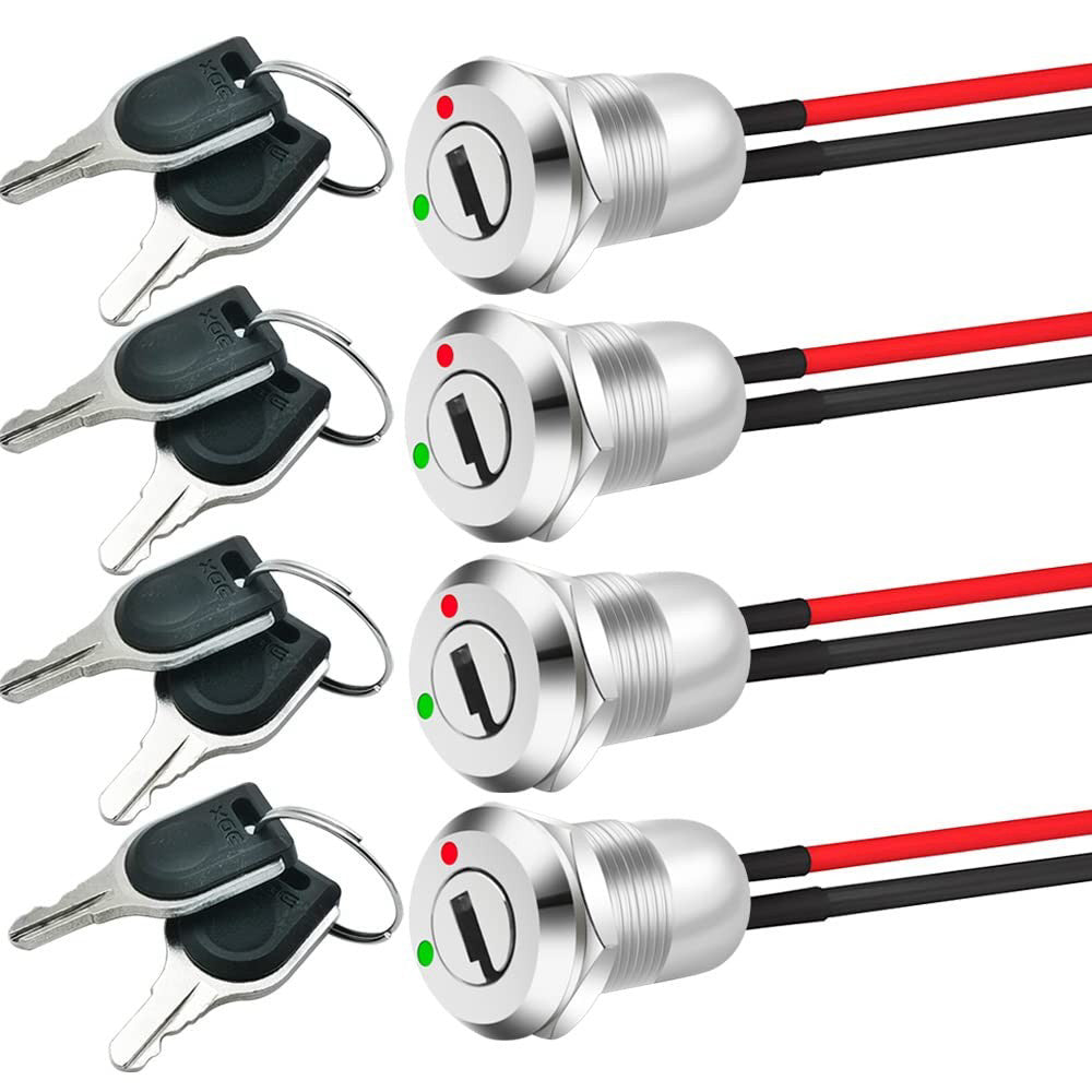 12mm On/Off Metal Key Lock Switch Prewired Maintained... 