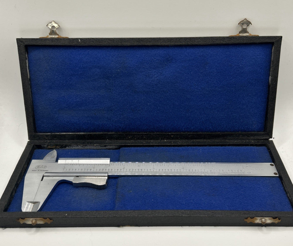 Vintage Helios Slide Vernier Caliper Tool And Case Made In Germany Works Great!