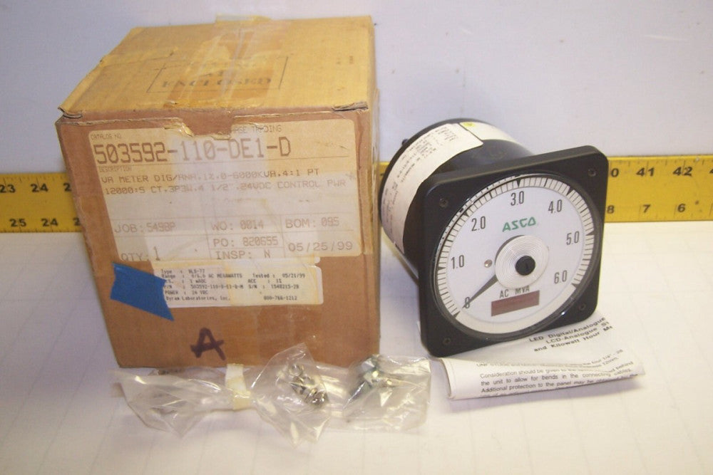 NEW ASCO BLD-77 0-6.0 AC MVA PANEL METER  503592-110-D-E1-D-M