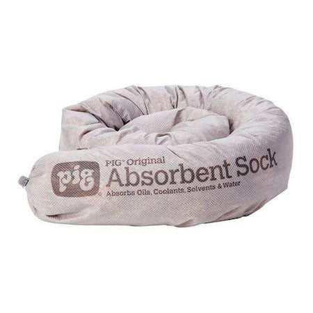 Pig Pig237 Sorbent Sock, 6 Gal Vol Absorbed Per Pkg, 3 In X 42 In, Universal,