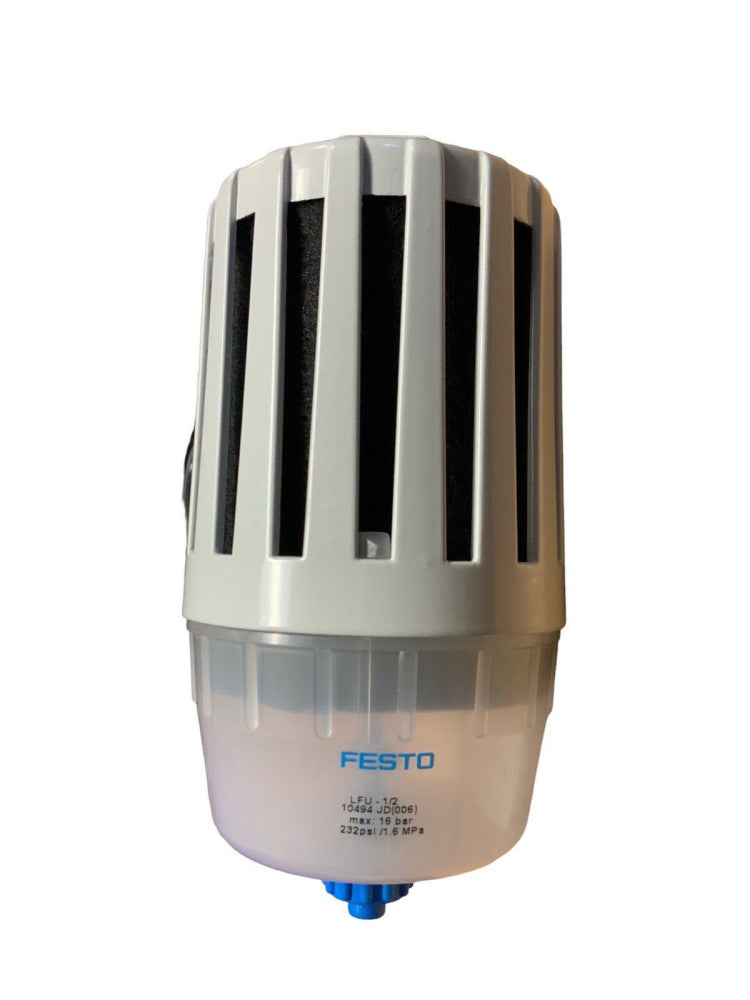 Festo LFU-1/2 10494 Filter Silencer, Pressure: 16 bar 232psi, G1/2 W/ 6mm Tube