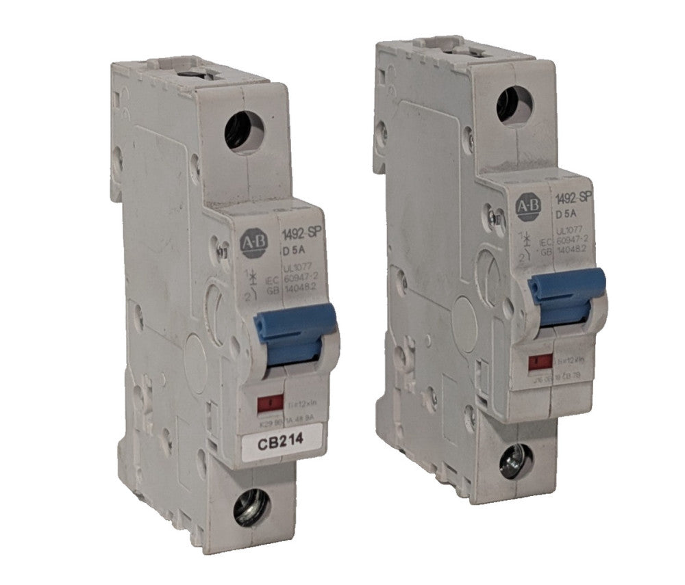 Lot of 2: Allen-Bradley 1492-SPM1D050 Mini Circuit Breakers, 1492-SP Series D