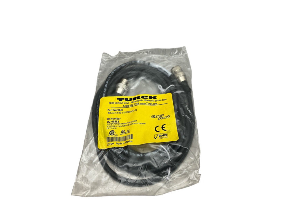Turck RK 4.4T-2-RS 4.4T/S760/S771 Eurofast Cordset Cable, M12 4-Pin M/F, 1m.