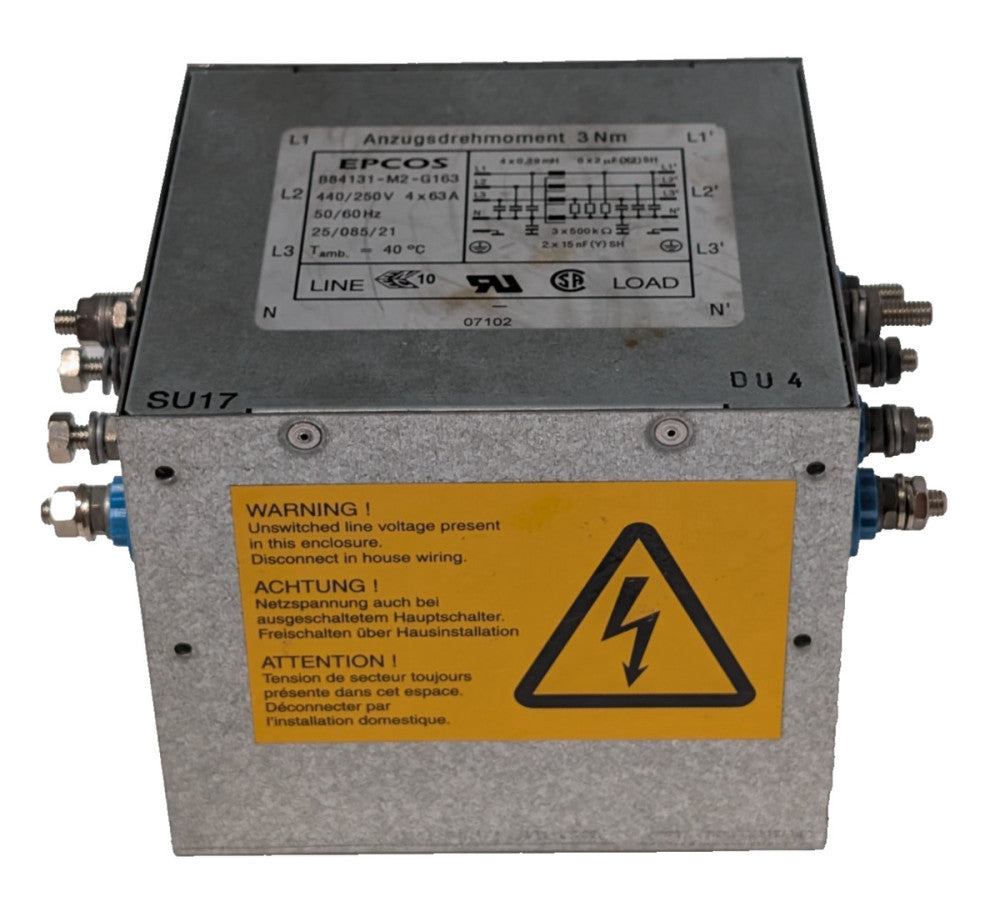EPCOS B84131-M2-G163 power 4-line filter 63A, 440/250V, 50/60Hz, chassis mount