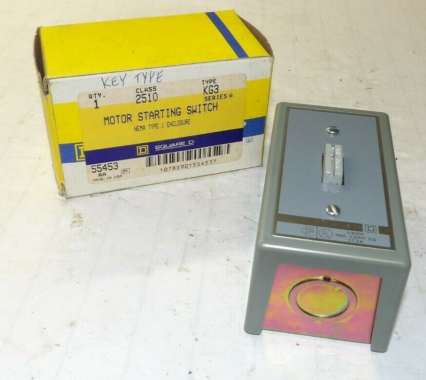 NEW SQUARE D 30 AMP 3 HP KEY OPER. MOTOR STARTING SWITCH 600 VAC 230 VDC 2510KG3