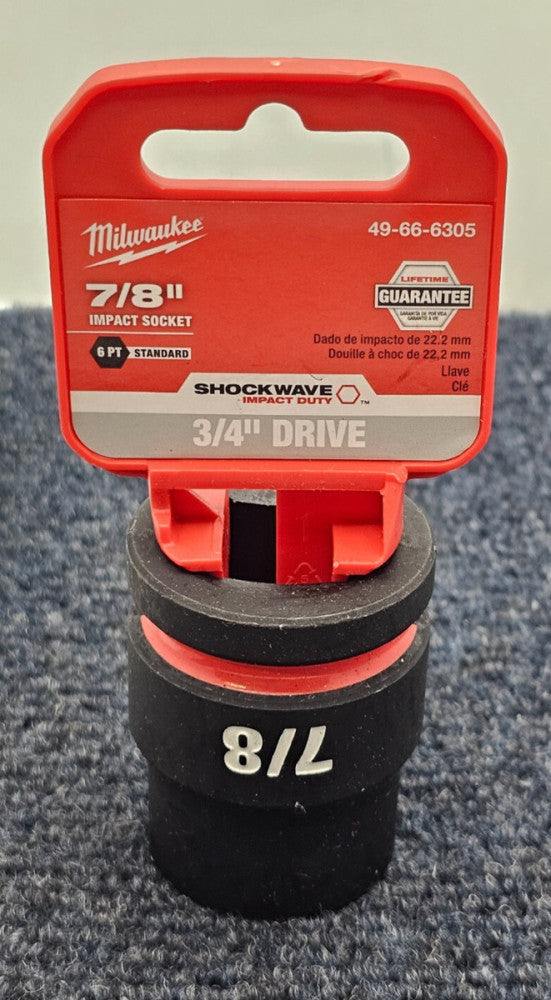 Milwaukee 49-66-6305: 3/4" Drive Standard Length Impact Socket 7/8" 6 Point