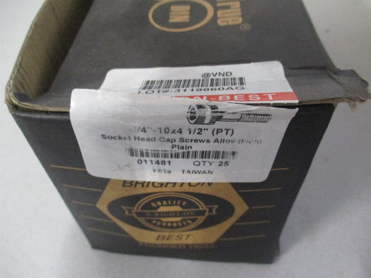 (011481P) 3/4-10 UNC 4-1/2" OAL Black Oxide Hex Socket Cap Screw - Pack of 25 