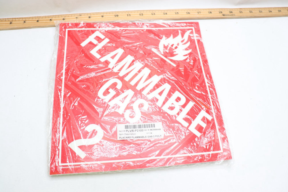 (50-Pk) Flammable Gas 2 Worted Removable Pressure Sensitive Vinyl 27 x 27 CM