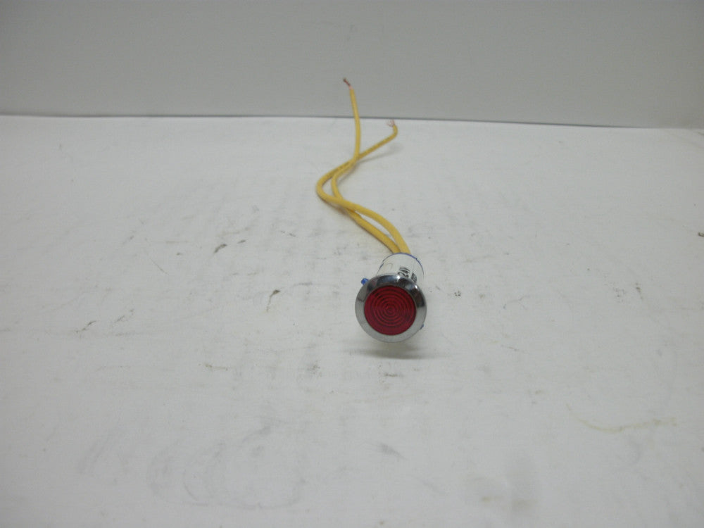 JEMCO PANEL INDICATOR LIGHT 24V RED WITH CHROME TRIM W/8" LEADS NEW NO BOX