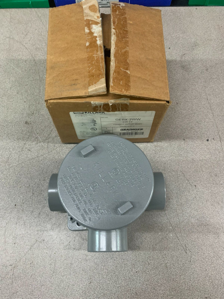 NEW IN BOX HUBBELL KILLARK 3/4" CONDUIT OUTLET BODY GEBX-2WW