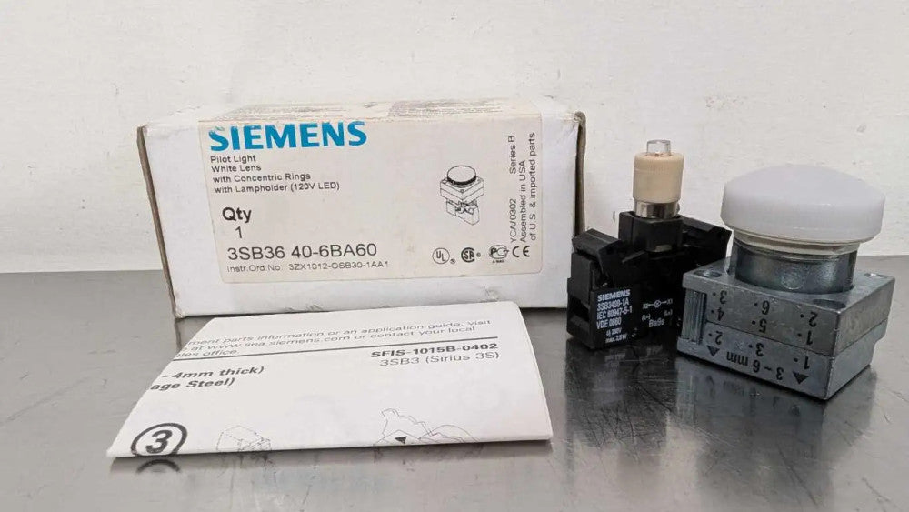 Siemens 3SB36 40-6BA60 LED Pilot Light 22mm White 120V Lens 120V 3SB3400-1A