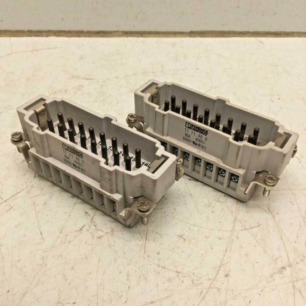 PHOENIX CONTACT 17-71-48-0 16-PIN CONNECTOR MALE 16A/AMP 600V (LOT of 2)