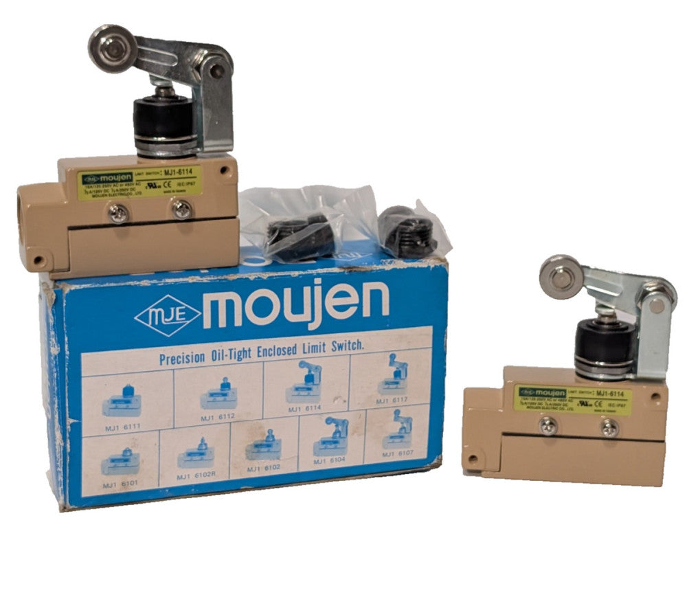 Moujen Electric MJ1-6114 Oil-Tight Travel Limit Switch, Roller Plunger, 2 Units
