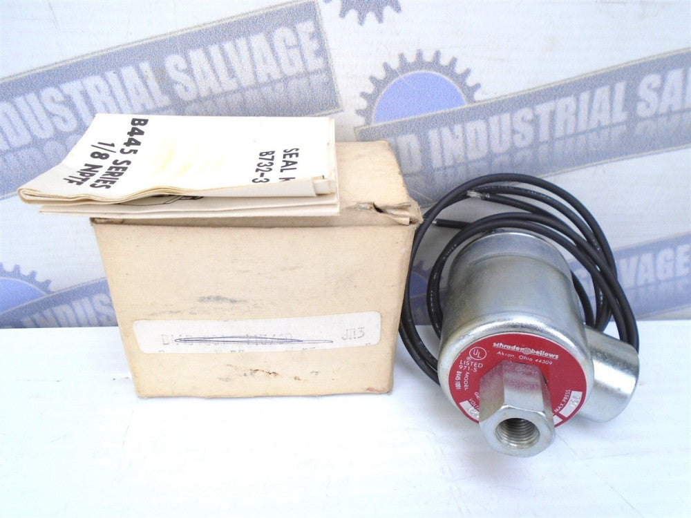 SCHRADER BELLOWS - B445-1001 - AIR PILOT SOLENID VALVE - 1/8" 3-WAY 120/60 VAC 