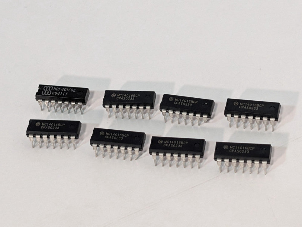 Lot of 8 ONSEMI MC14016BCP Analog Switch IC's, 3-18V, Quad Analog Switch, 14 Pin
