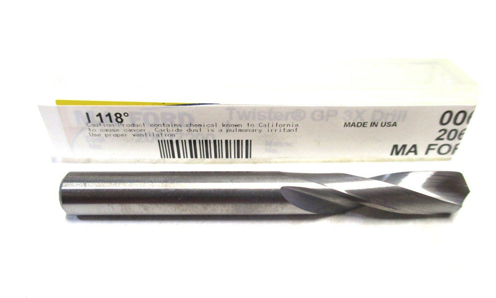 M.A. Ford (00655282) I .272 x 1 x 2-1/2 118° RH Carbide Screw Machine Drill 