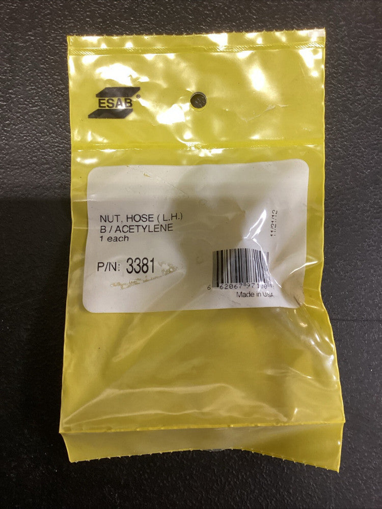 ESAB BRASS HOSE NUT LH BRASS P/N 3381 Acetylene F110