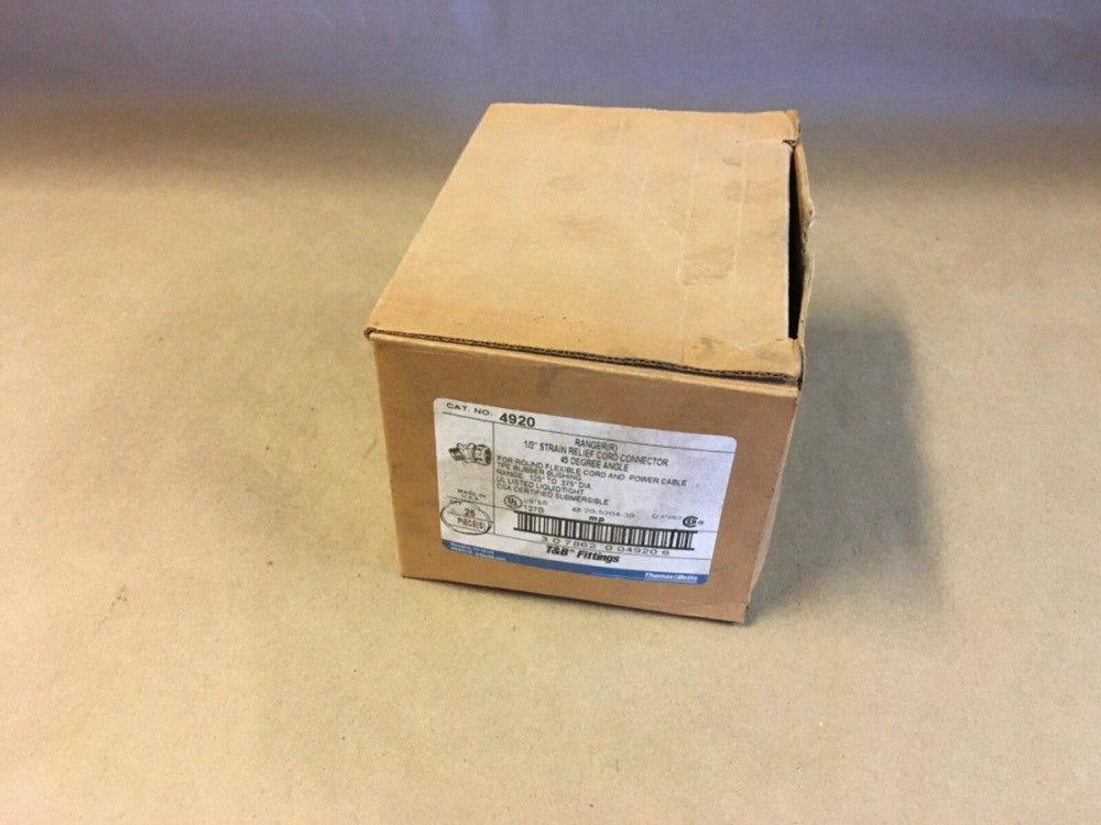 Thomas & Betts 4920 1/2" 45 Deg Strain Relief Cord Connector  *BOX OF 25*  (KB)