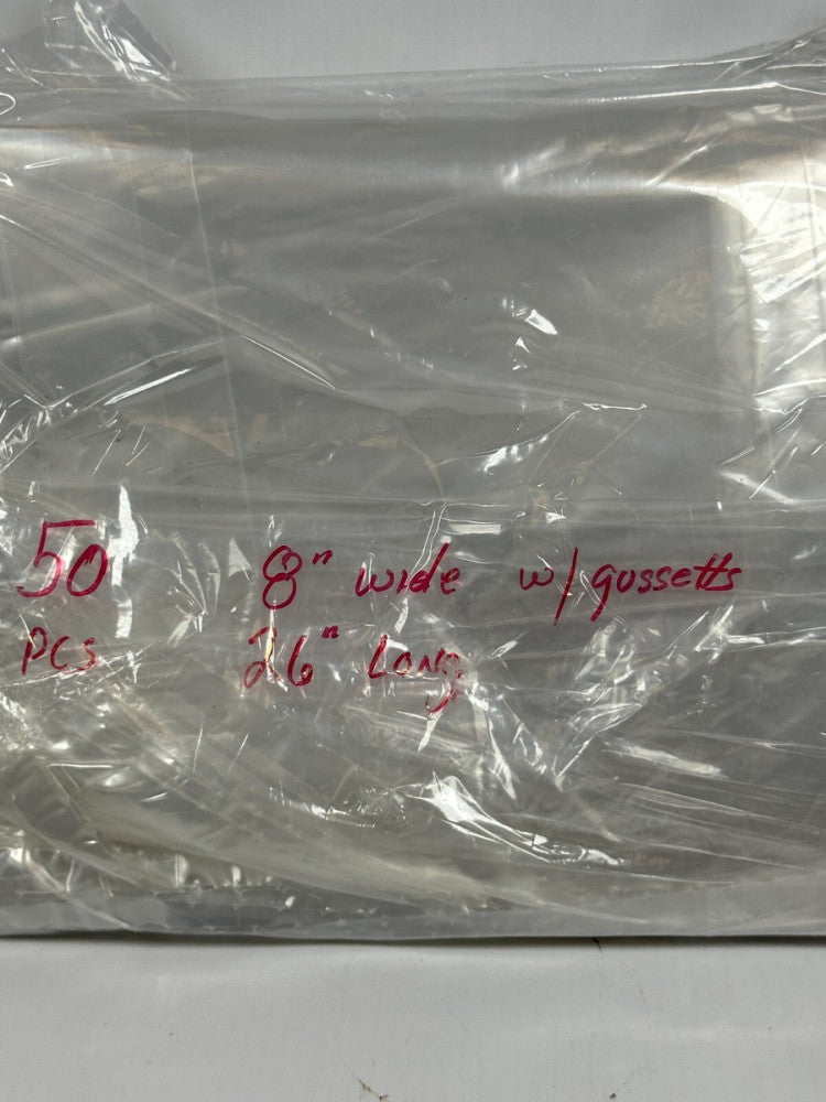 LD Poly Gussett Bags 8" x 4" x 26" Long 1.0 mil Lot of 50 Bags Fast Ship