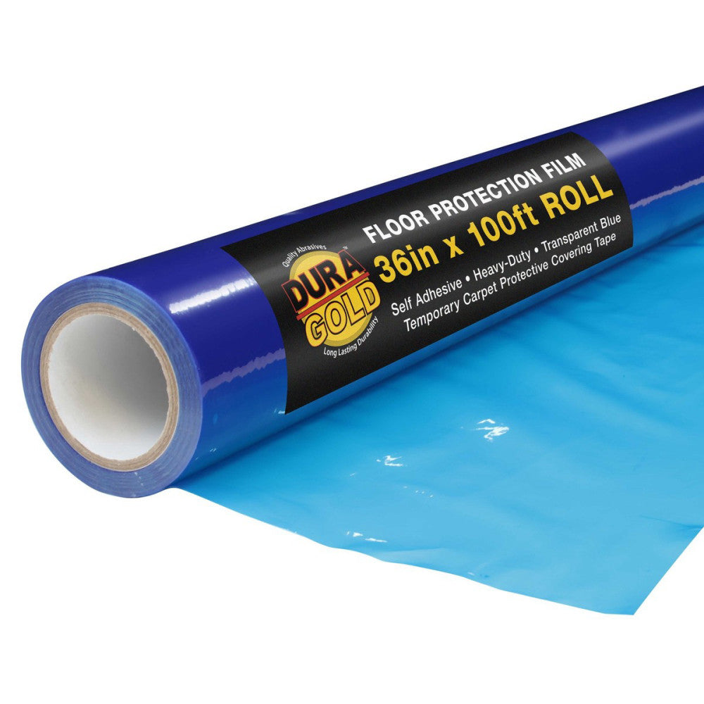 Floor Protection Film, 36" x 100' Roll - Self Adhesive Cover, Paint Spills, Dust