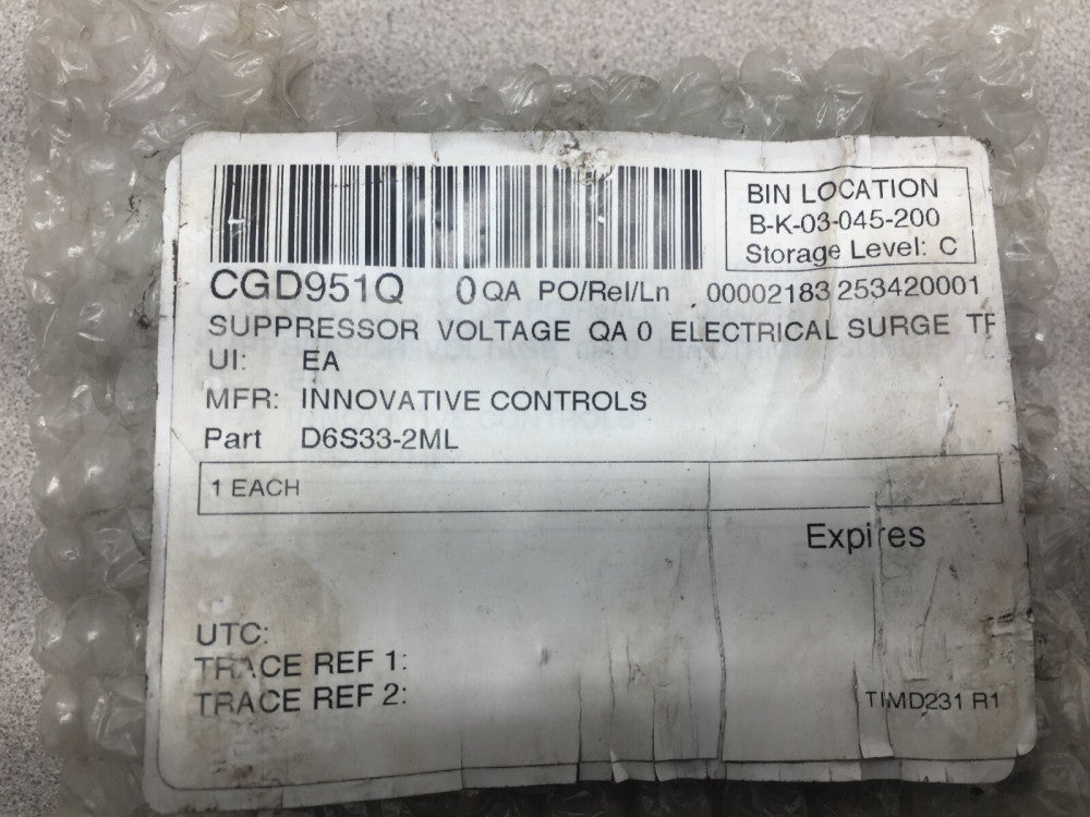 NEW NO BOX INNOVATIVE TECHNOLOGY TRANSIENT VOLTAGE SURGE SUPPRESSOR D6S33-2ML
