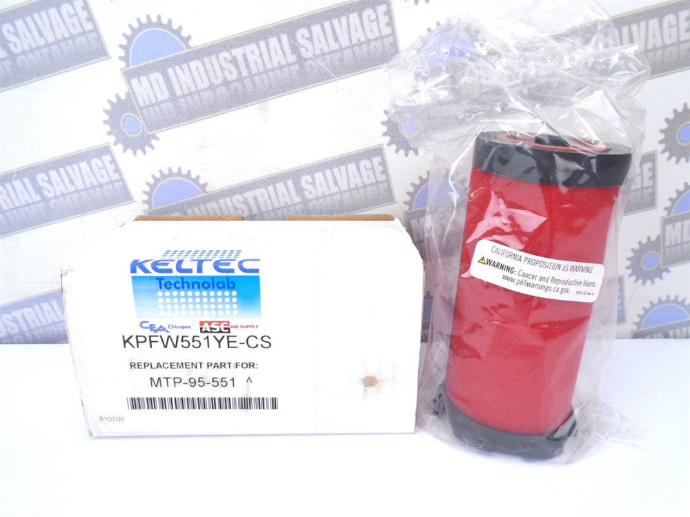 KELTEC - KPFW551YE-CS - Replaces MTP-95-551 -AIR FILTER - 0.01 Micron - (NEW) 