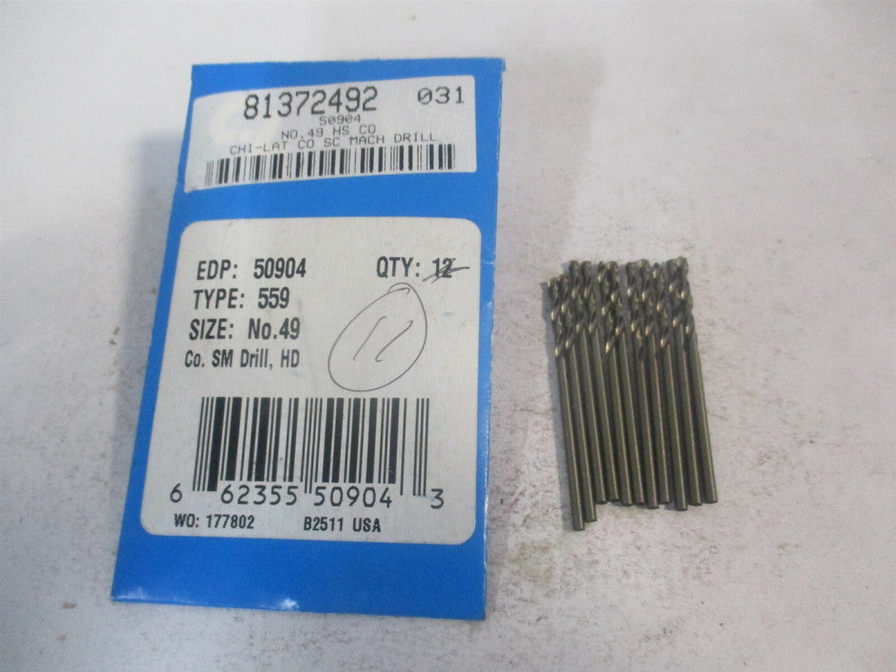 Chicago-Latrobe (50904) #49 135° Spiral Flute Cobalt Screw Drill Bit - Qty 11
