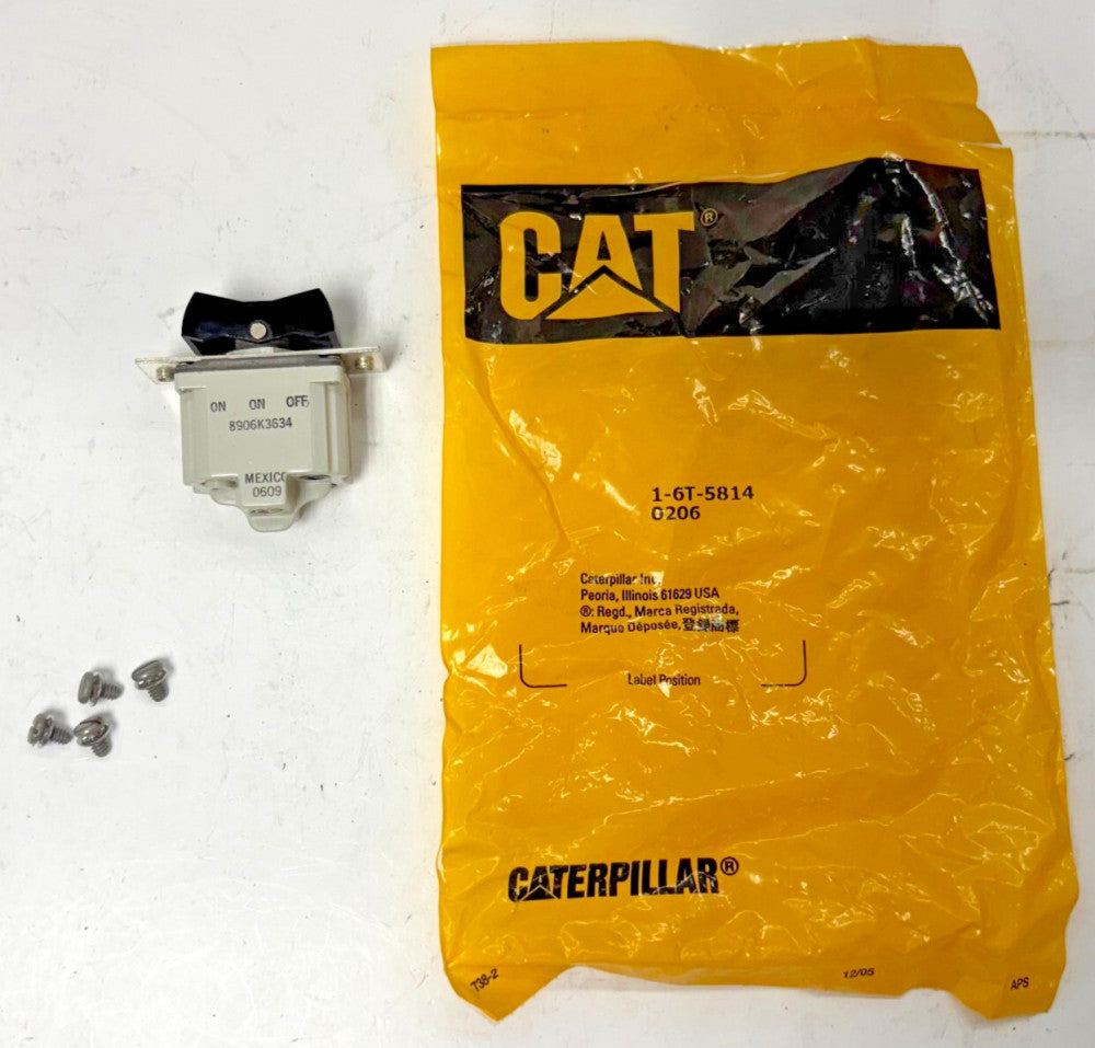 CATERPILLAR TOGGLE SWITCH 1-6T-5814 2 POLE LIGHT ROCKER SWITCH 4 SCREWS 5-1/8"