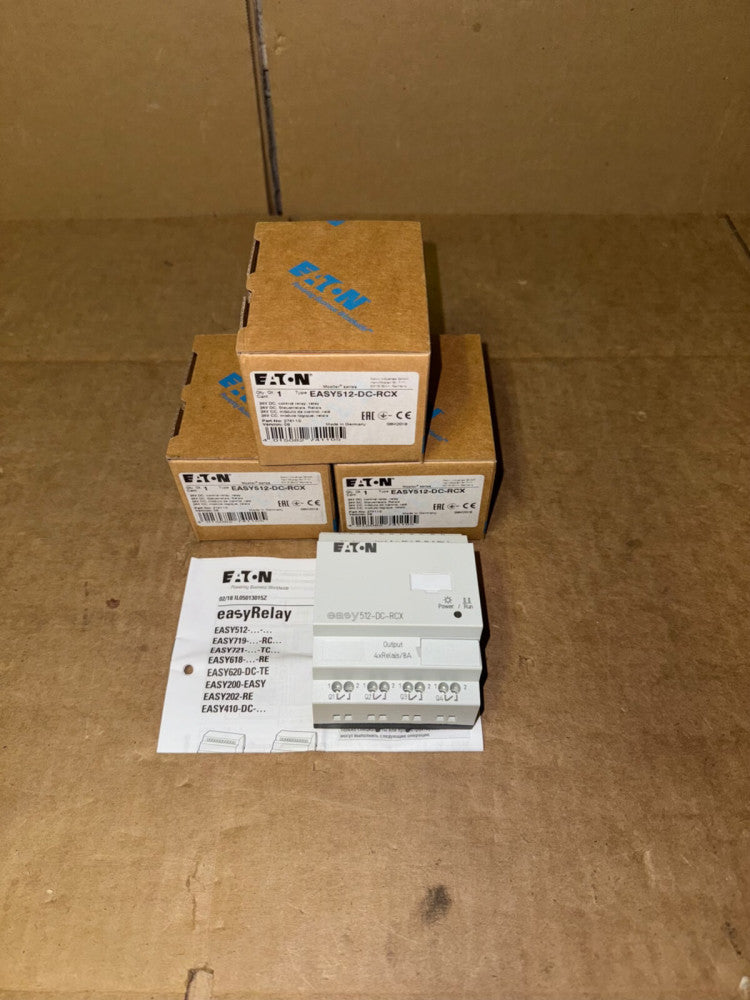LOT OF (3) EATON EASY512-DC-RCX CONTROL RELAYS, 24 VDC, NEW-IN-BOX!, MAKE OFFER!
