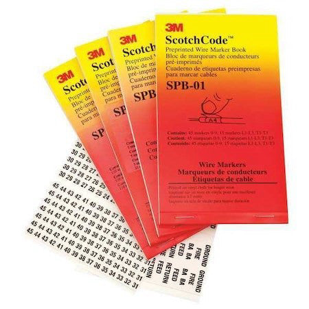 3M Spb-07 Wire Marker Book,Preprintd,Slf-Adhes,Pk5, Spb-07