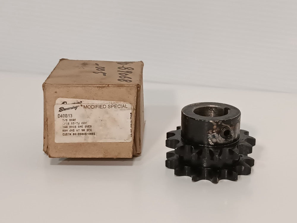Browning D40B13 Minimum Bore Double Roller Chain Sprocket, 2 Strands, Hardened