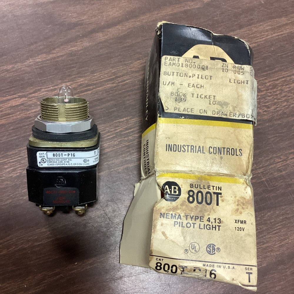 ALLEN BRADLEY 800T-P16 SER N OILTIGHT PILOT LIGHT UNIT 120V