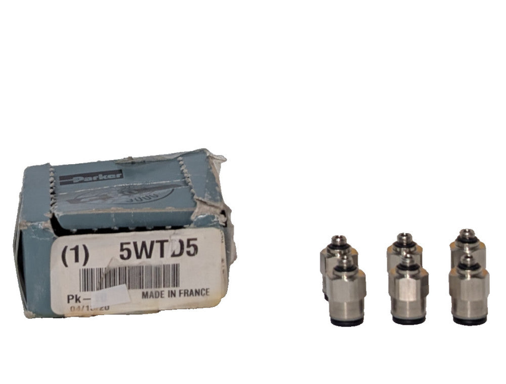 Lot of 6: Parker Legris LF3000 Pneumatic Push-In Adapters, 5WTD5, Made in France