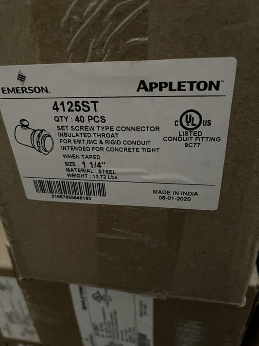 (CASE OF 40) EMERSON APPLETON 4125ST SET SCREW TPE CONNECTOR 1-1/4"